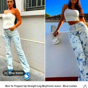 Fashion Nova tripped up straight leg boyfriend jeans